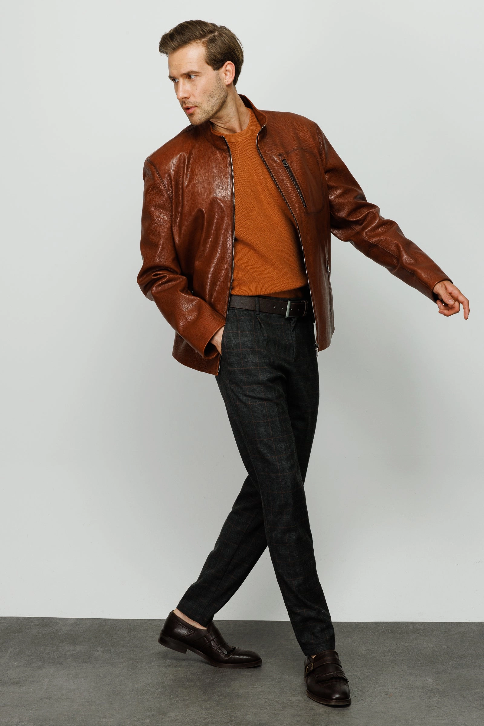 3 In 1 The Blanchard Brown Leather Men Jacket