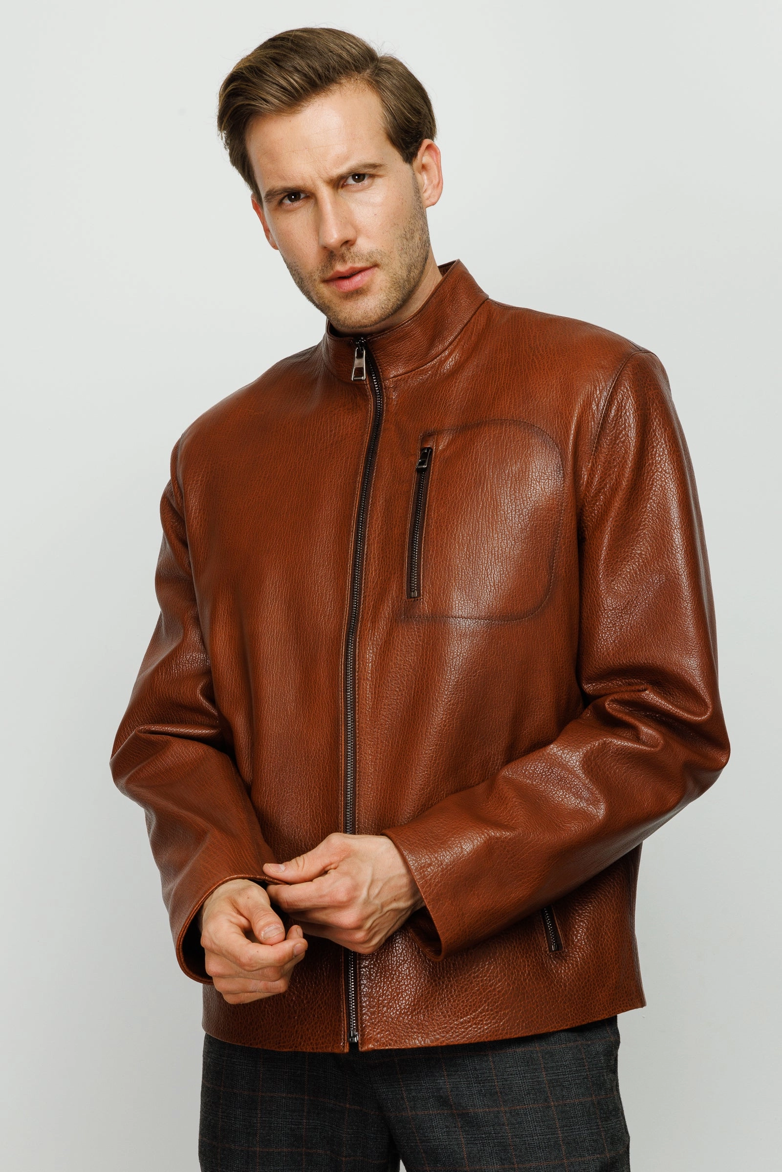 The Blanchard Brown Leather Men Jacket Heated Jackets Near Me