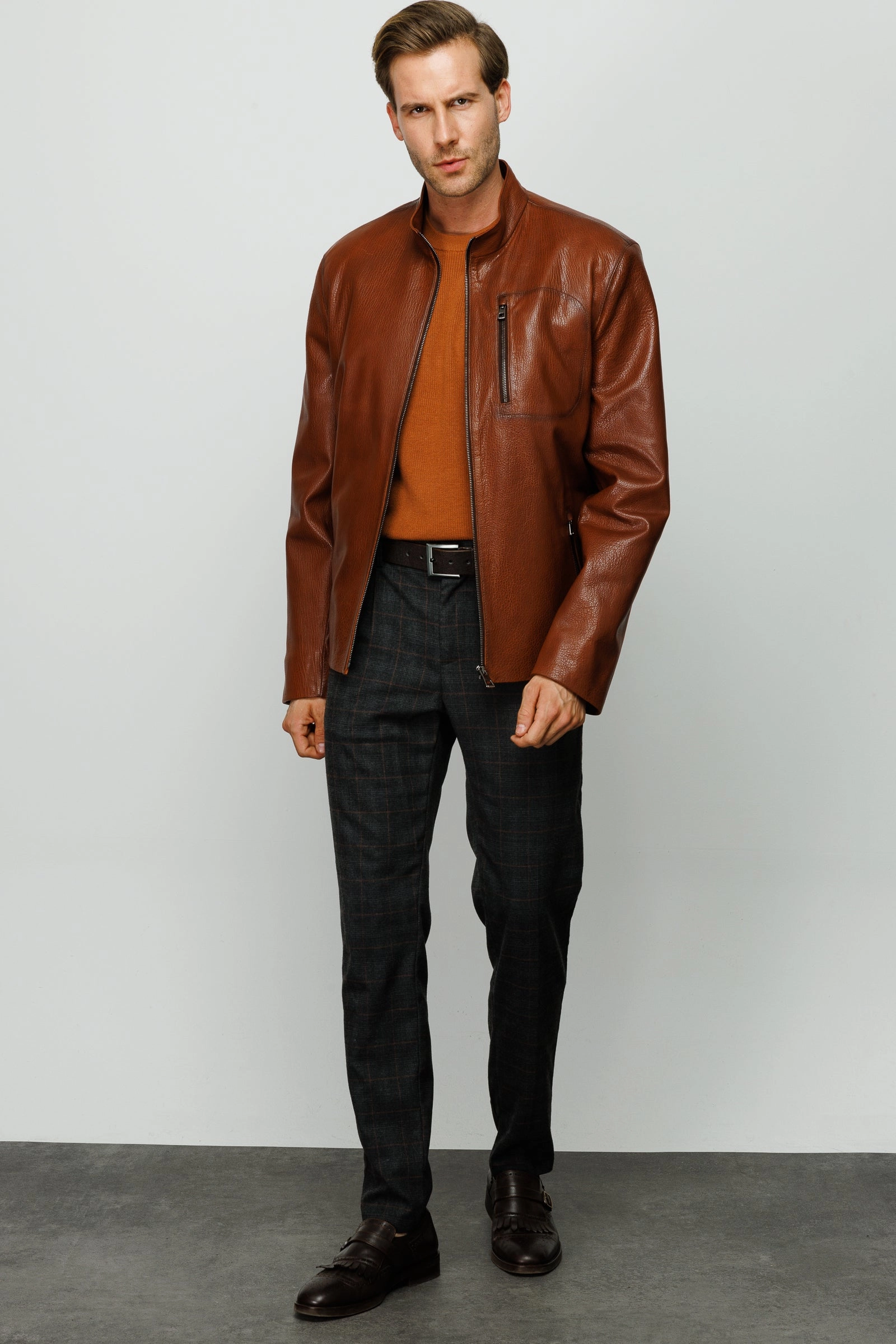 The Blanchard Brown Leather Men Jacket Kenzo Jackets