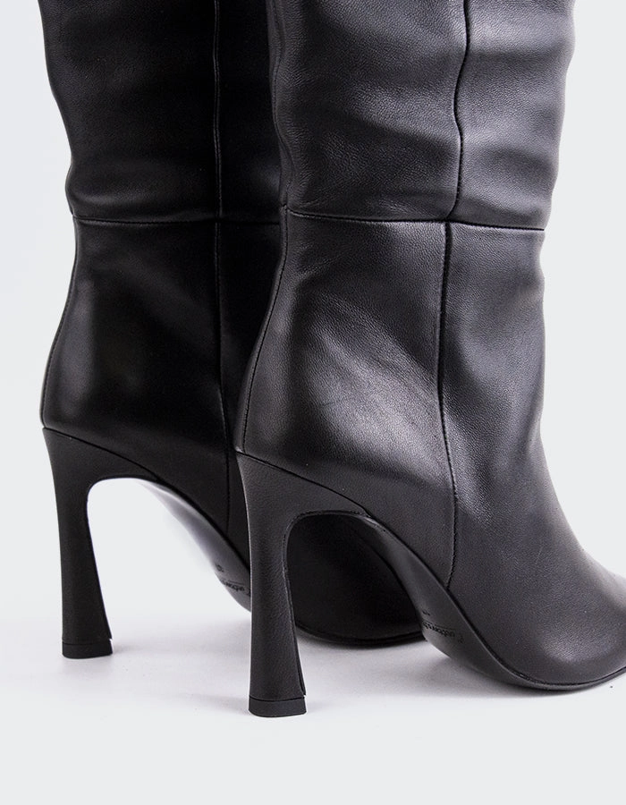 Grimani Black Leather Wedge Shoe Boots