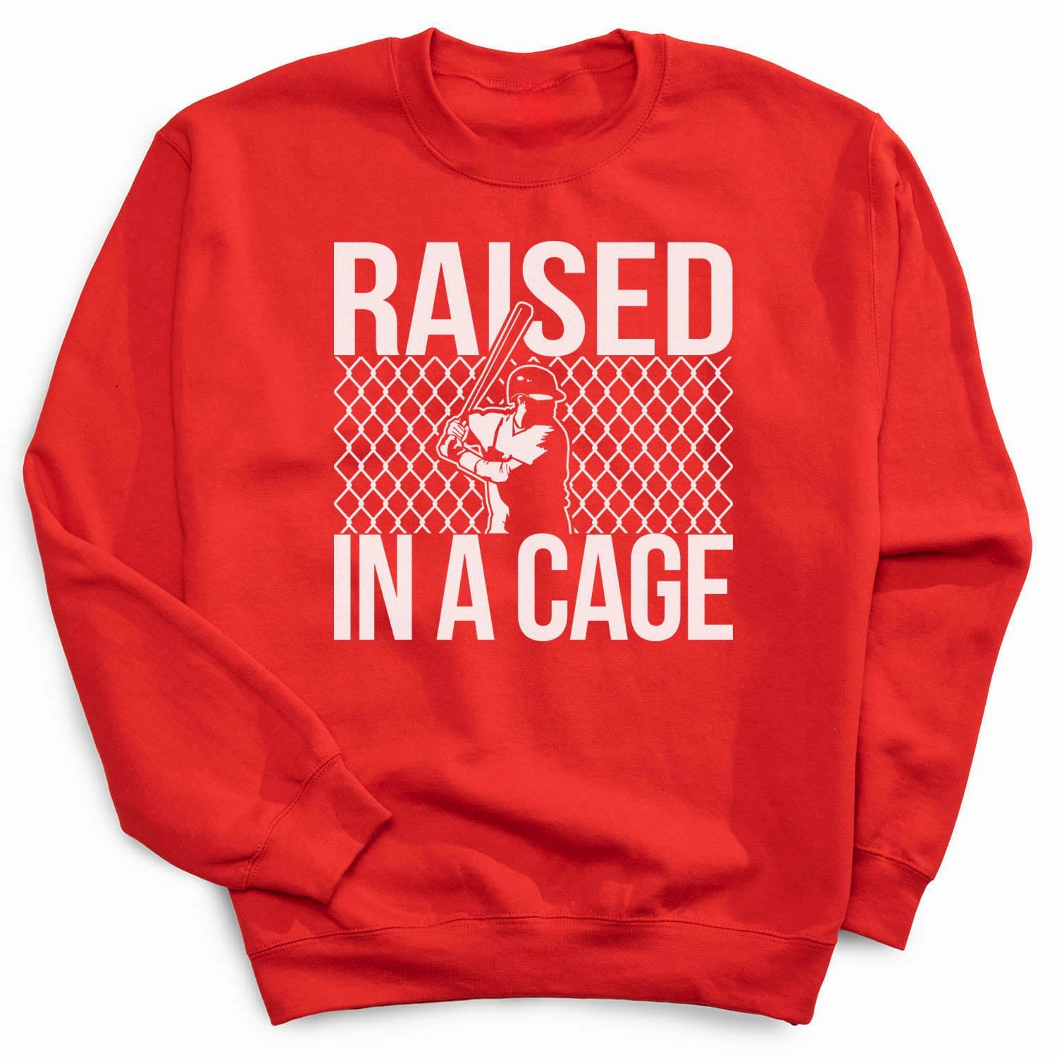 Ladies Hooded Sweatshirts Baseball Crewneck Sweatshirt - Raised in a Cage