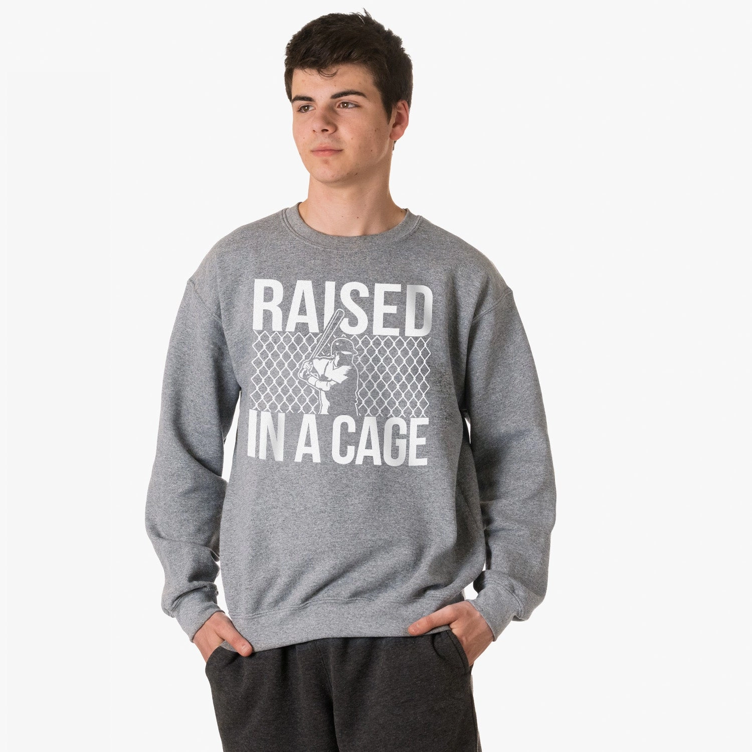 Baseball Crewneck Sweatshirt - Raised in a Cage Mayfair Sweatshirts