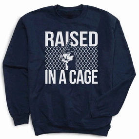 Graphic Hooded Sweatshirts Baseball Crewneck Sweatshirt - Raised in a Cage