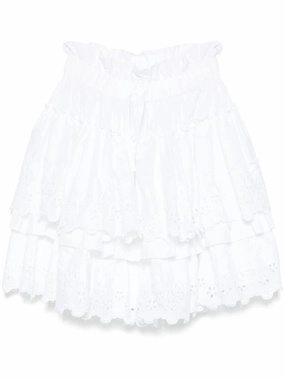 broderie-anglaise tiered mini skirt Minimal Wedding Dress