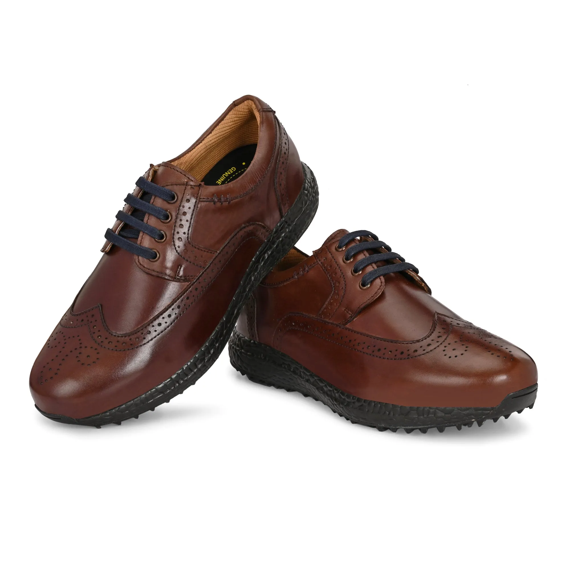 Full Waterproof Shoes Brogue Spikeless Brown-Golf Shoes