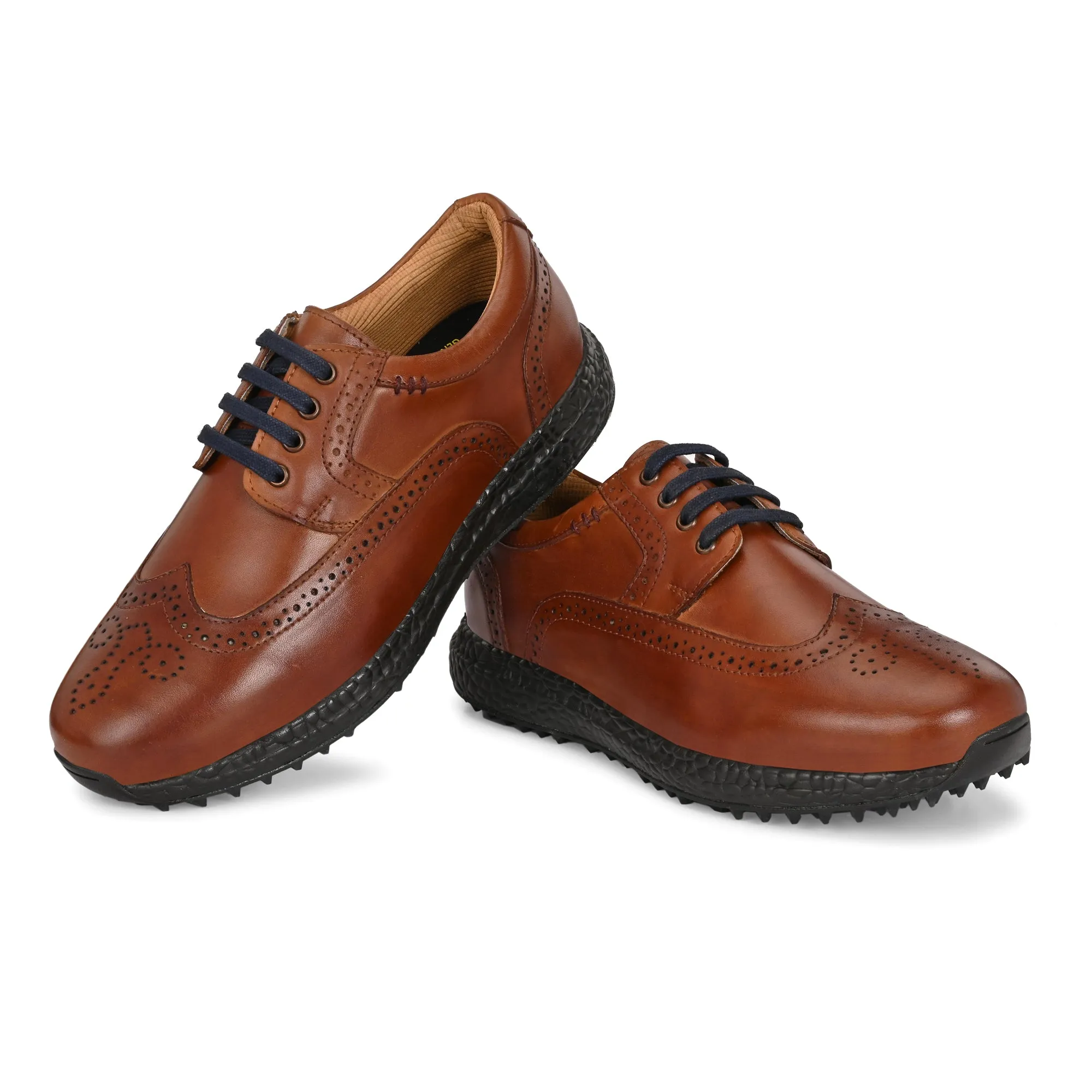 Brogue Spikeless Tan-Golf Shoes Pgm Waterproof Golf Shoes
