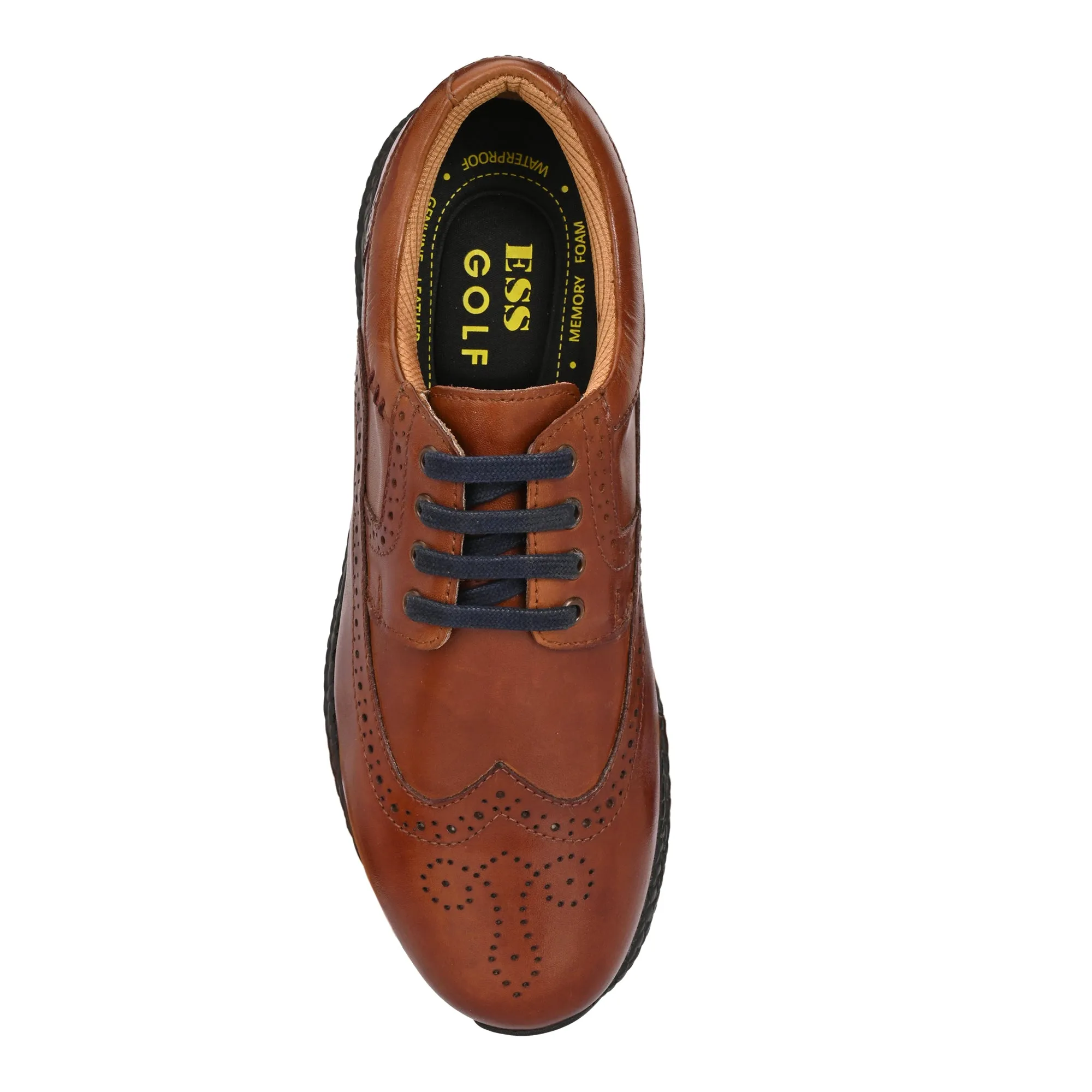 Terradora Waterproof Shoe Brogue Spikeless Tan-Golf Shoes