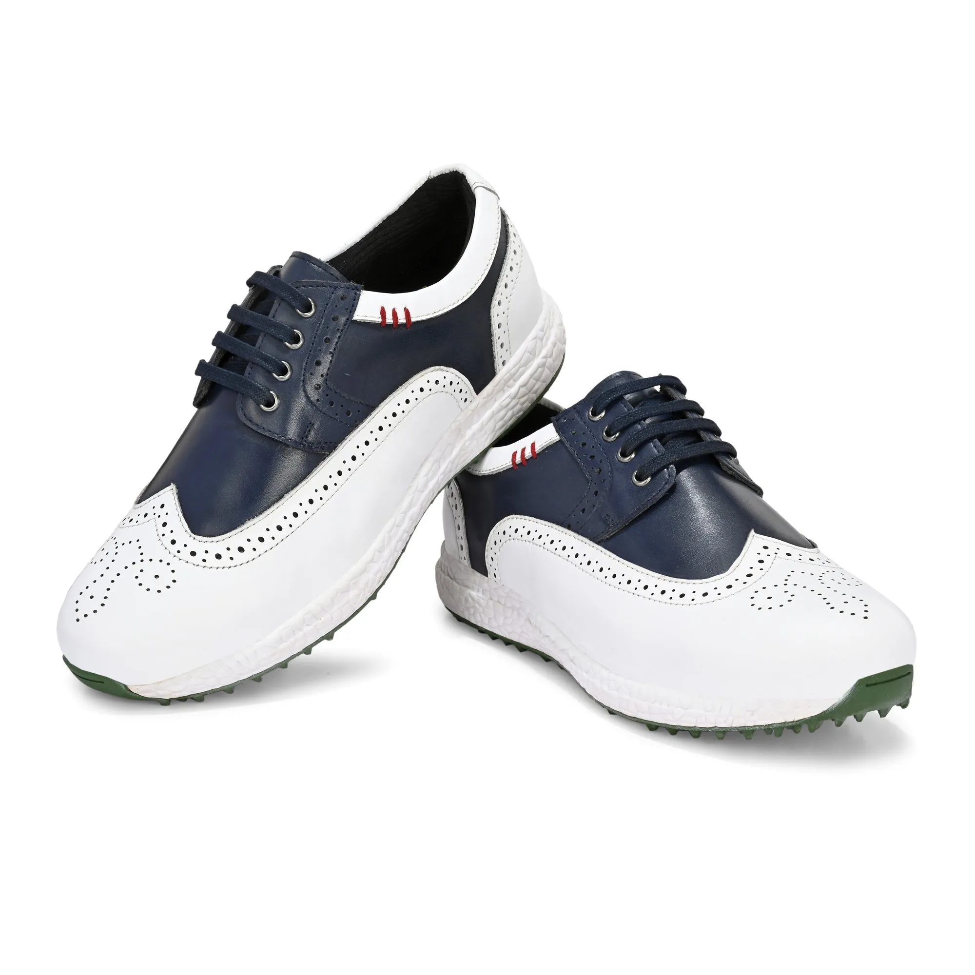 Best Waterproof Shoes For Summer Brogue Spikeless White Navy-Golf Shoes