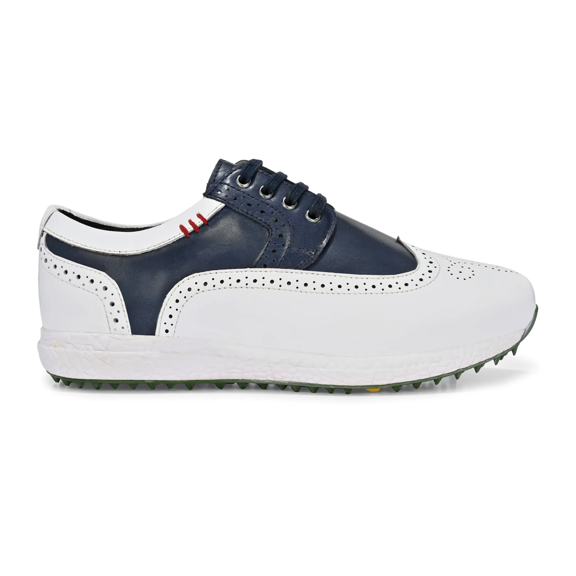 Golf Shoes With 2 Year Waterproof Guarantee Brogue Spikeless White Navy-Golf Shoes