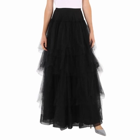 Running In A Skirt Burberry Ladies Skirts Runway Black Tulle Tiered Skirt