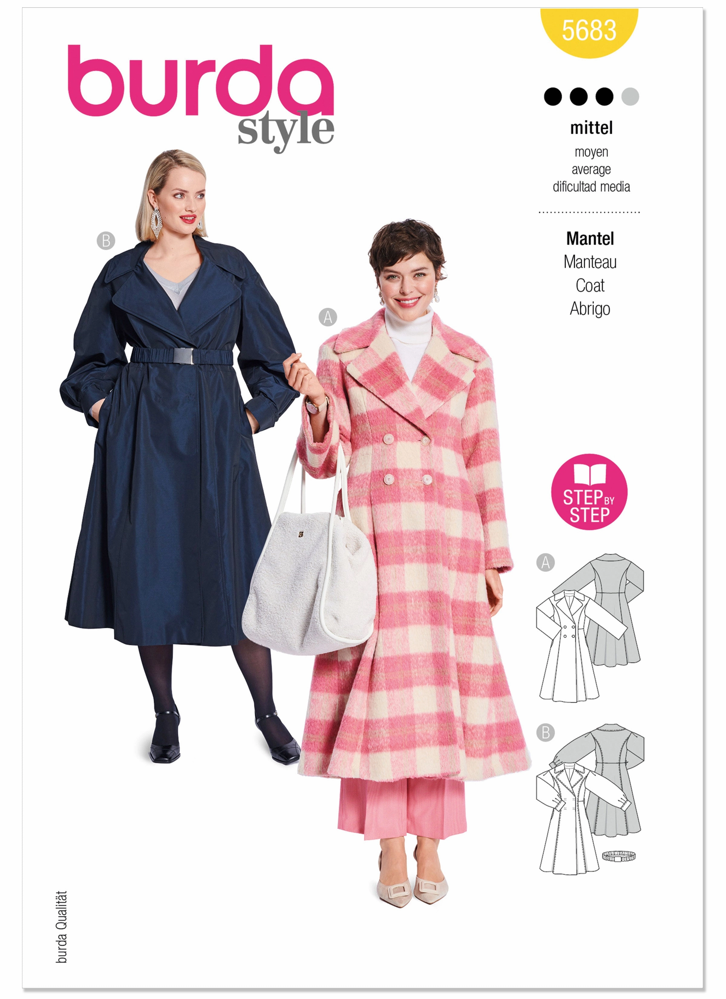 3/4 Coats Burda Sewing Pattern 5683 Coats