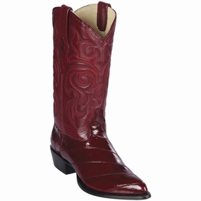 Platform Snow Boots Burgundy Eel Cowboy Boots J-Toe