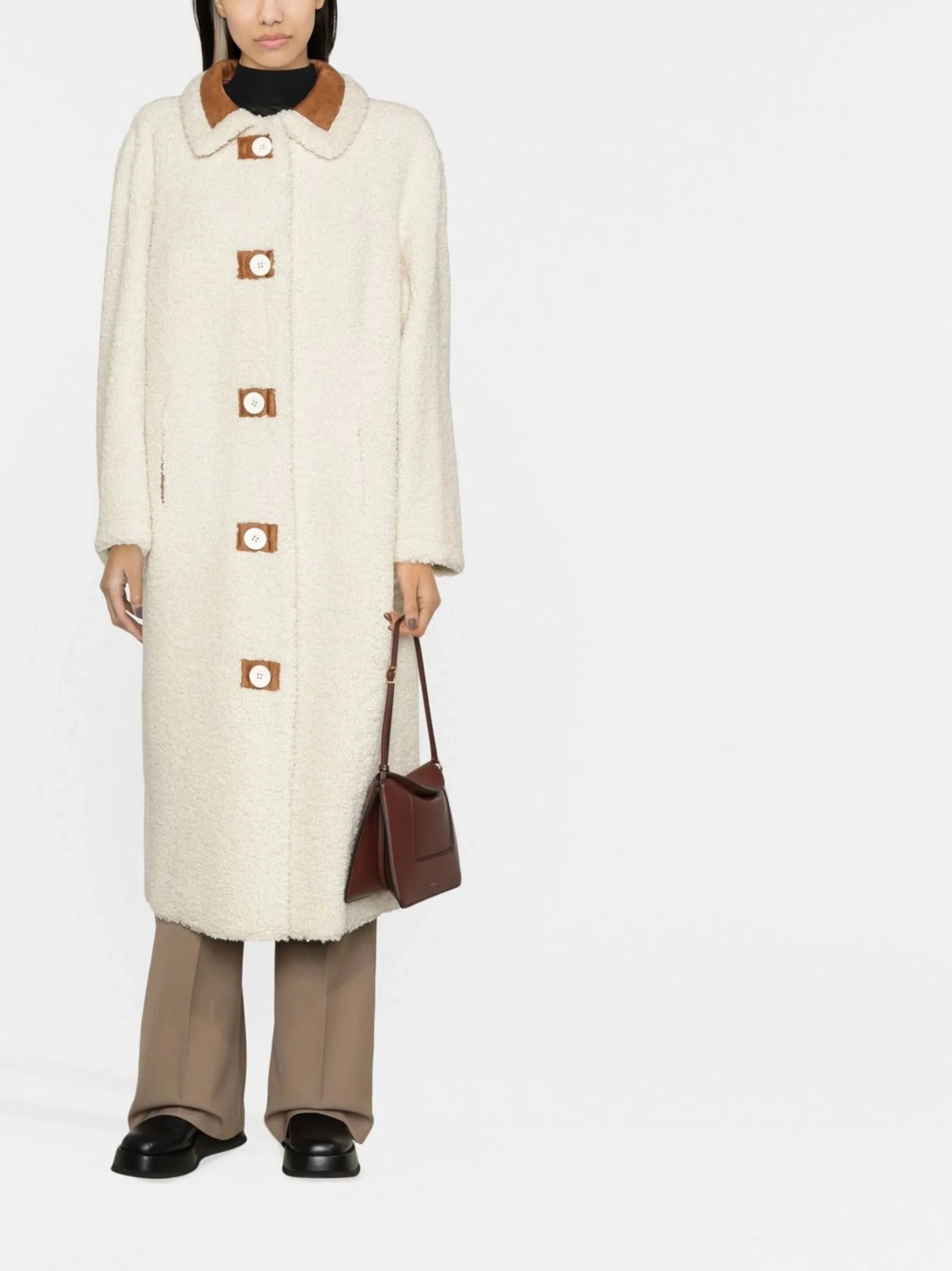 Camouflage Coats button-up faux-fur coat