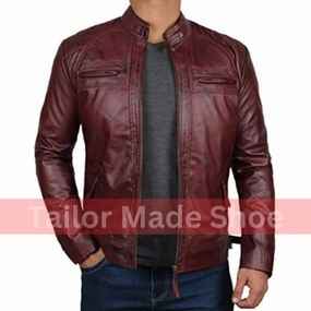 Buy Maroon Leather Biker Jacket for Men,Leather Fashion Jacket, Racers Jackets Heated Jackets For Work