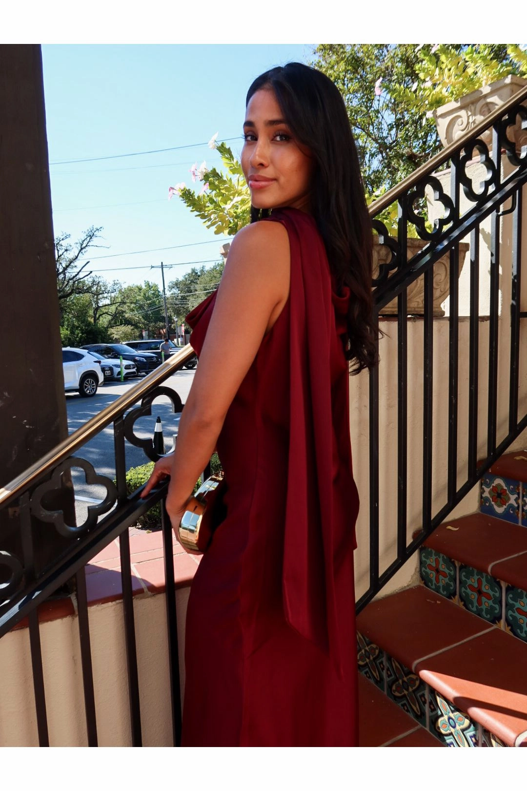 Hutch Iridescent Floral Wrap Maxi Dress Cabernet Scarf Maxi Dress