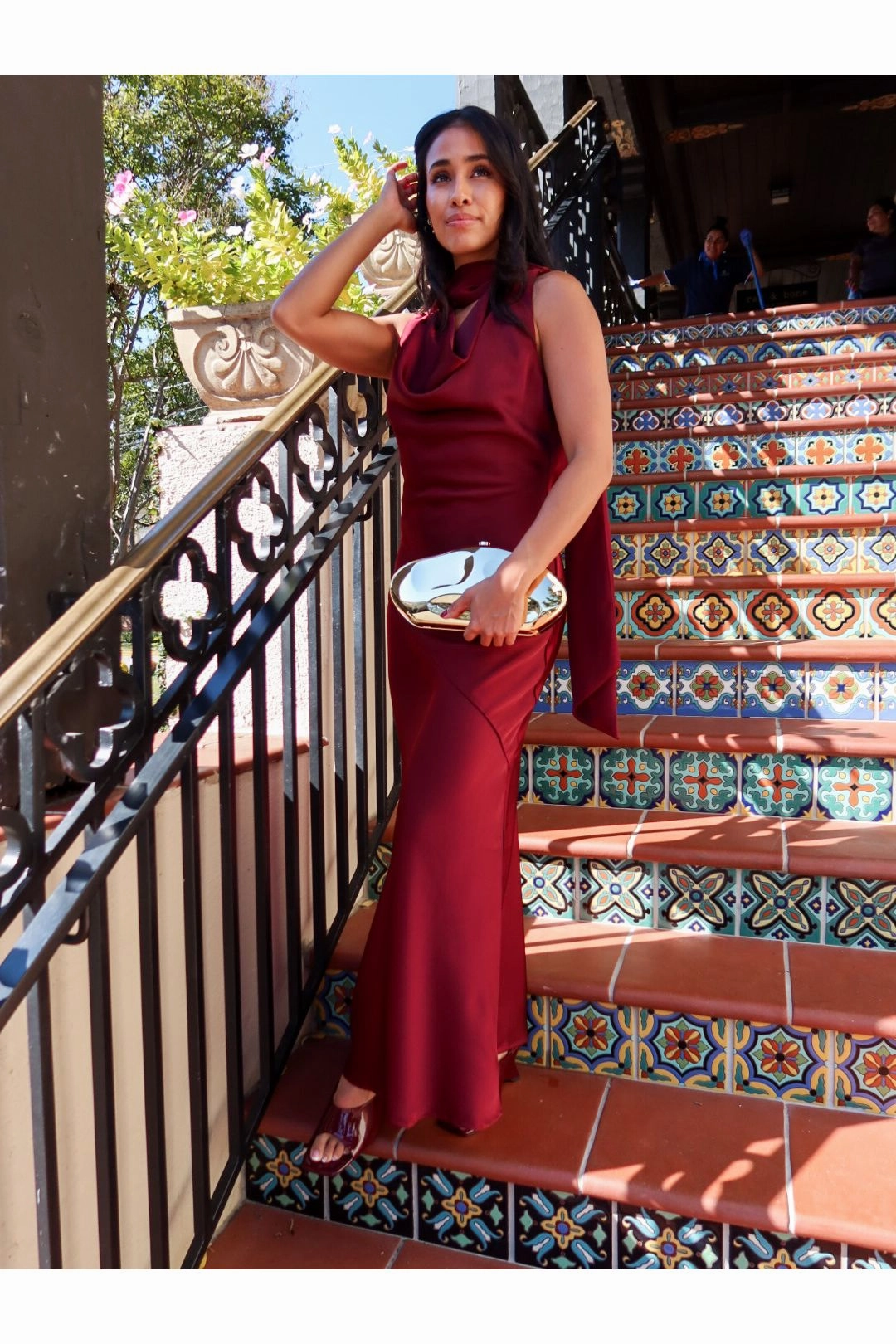 Short Sleeve Button Up Maxi Dress Cabernet Scarf Maxi Dress