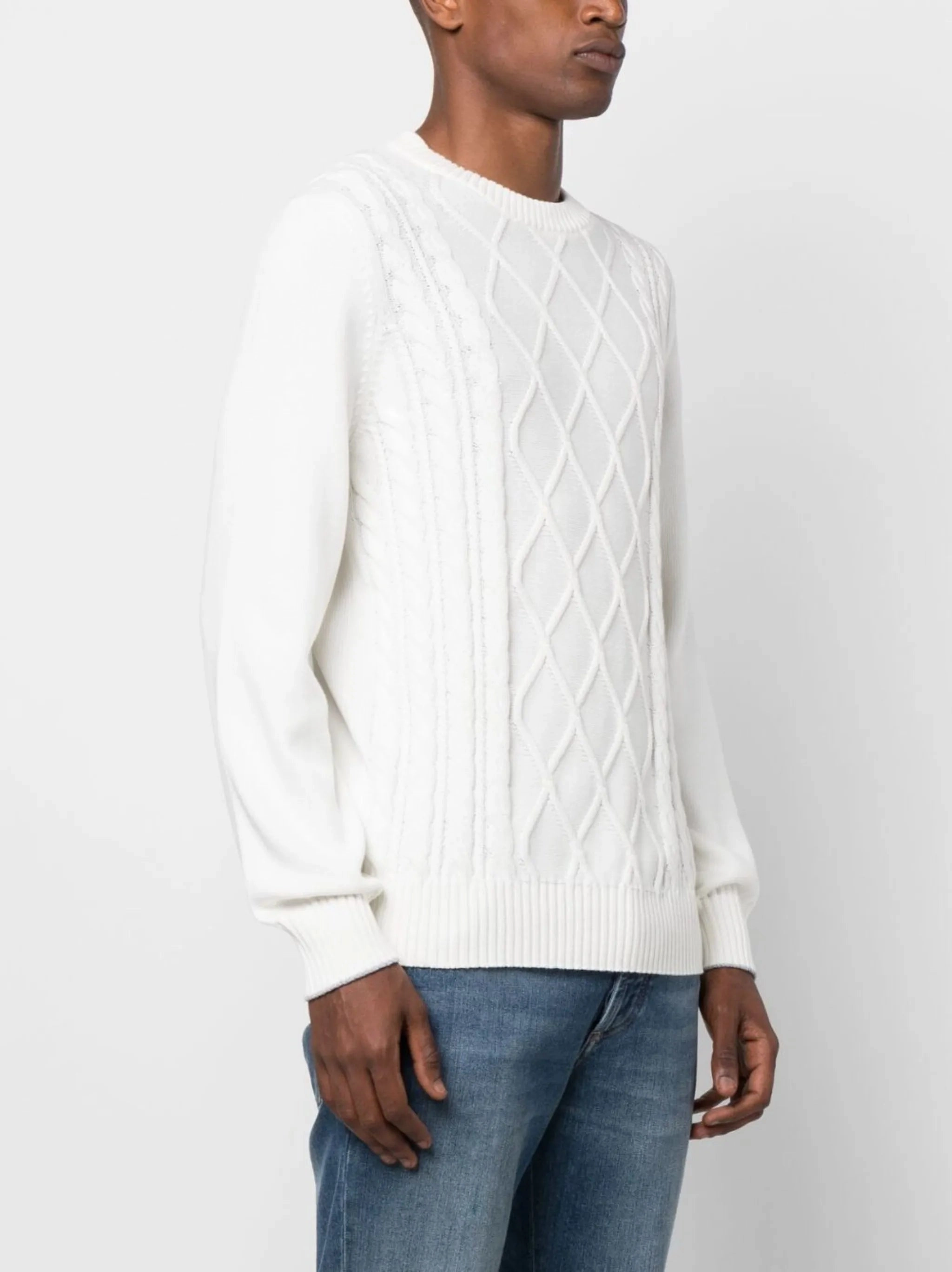 Convertible Knitwear cable-knit crew-neck jumper