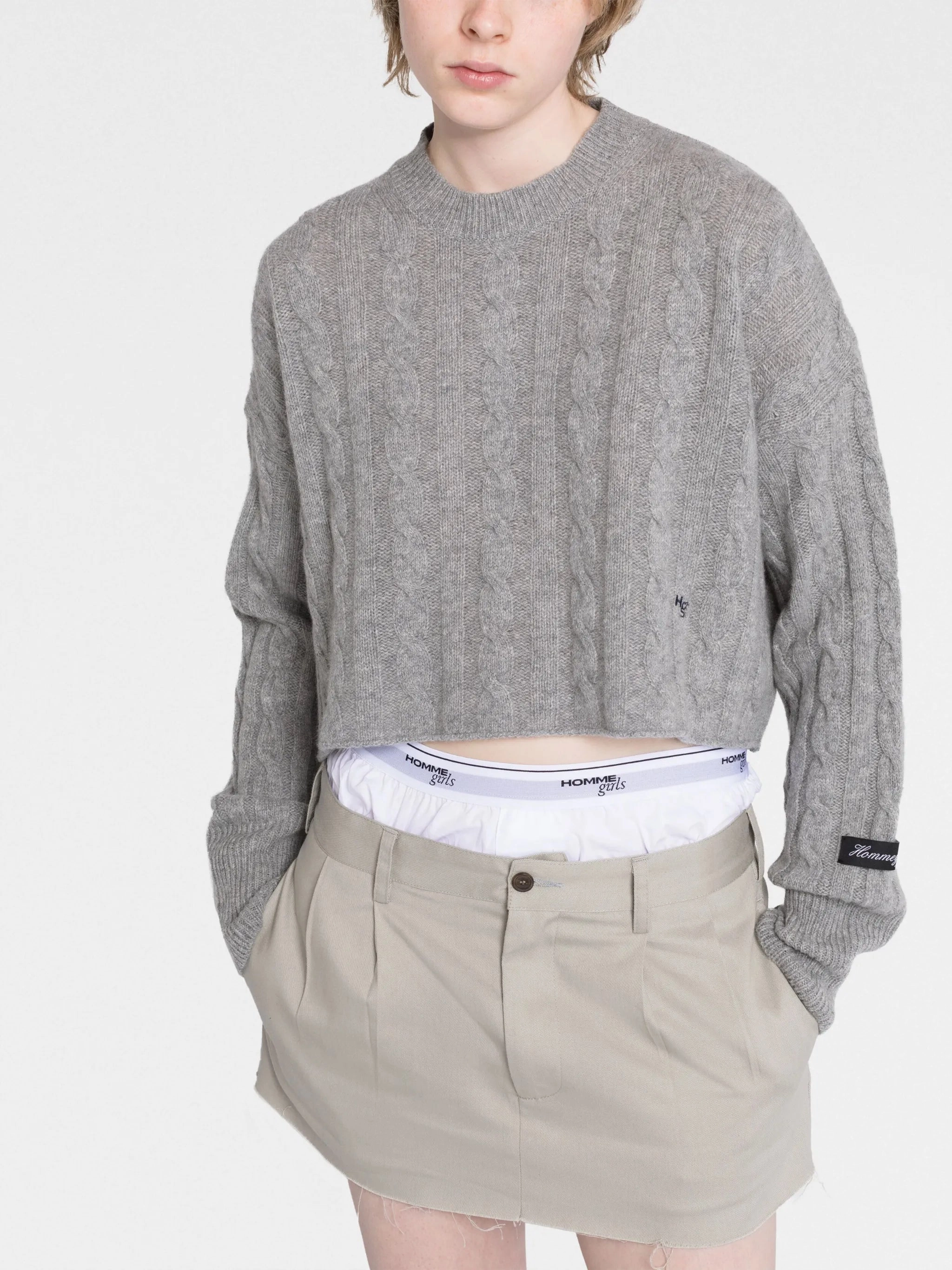 Lace Knitwear cable-knit cropped jumper