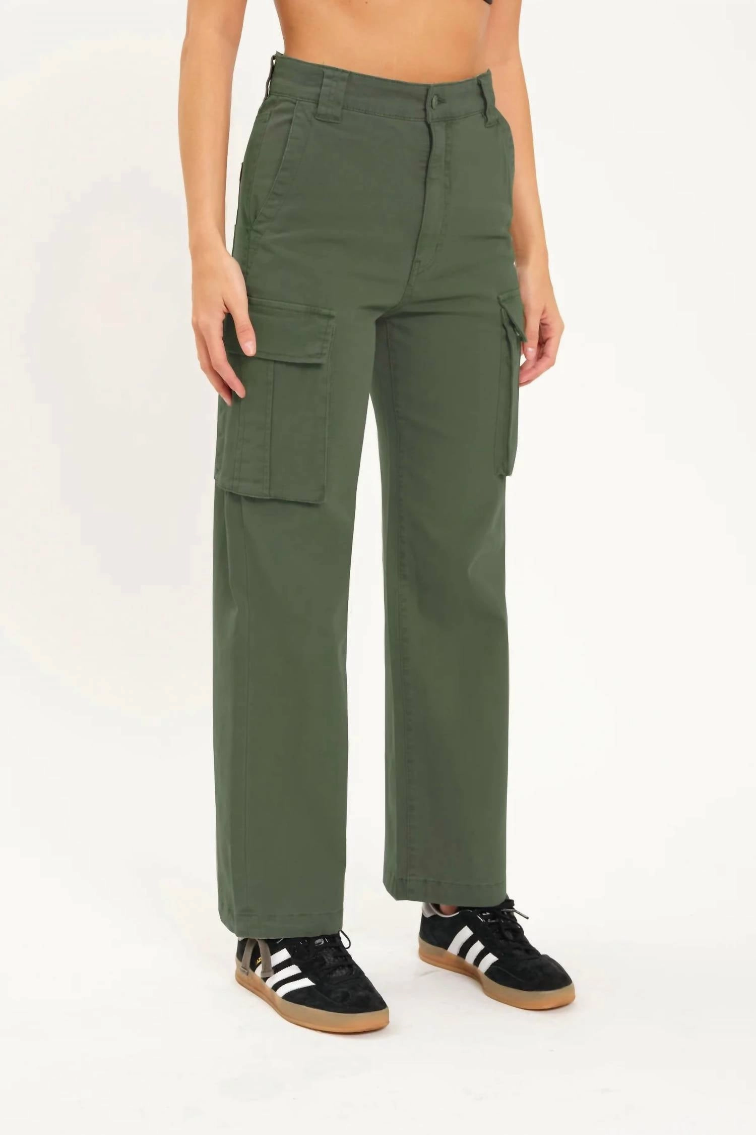 Cadet Cargo High Rise Cinch Hem Pants In Grass Baggiest Cargo Pants