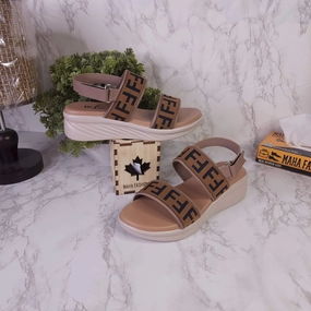 Camel Sandals in Wedge Sandals With Cross