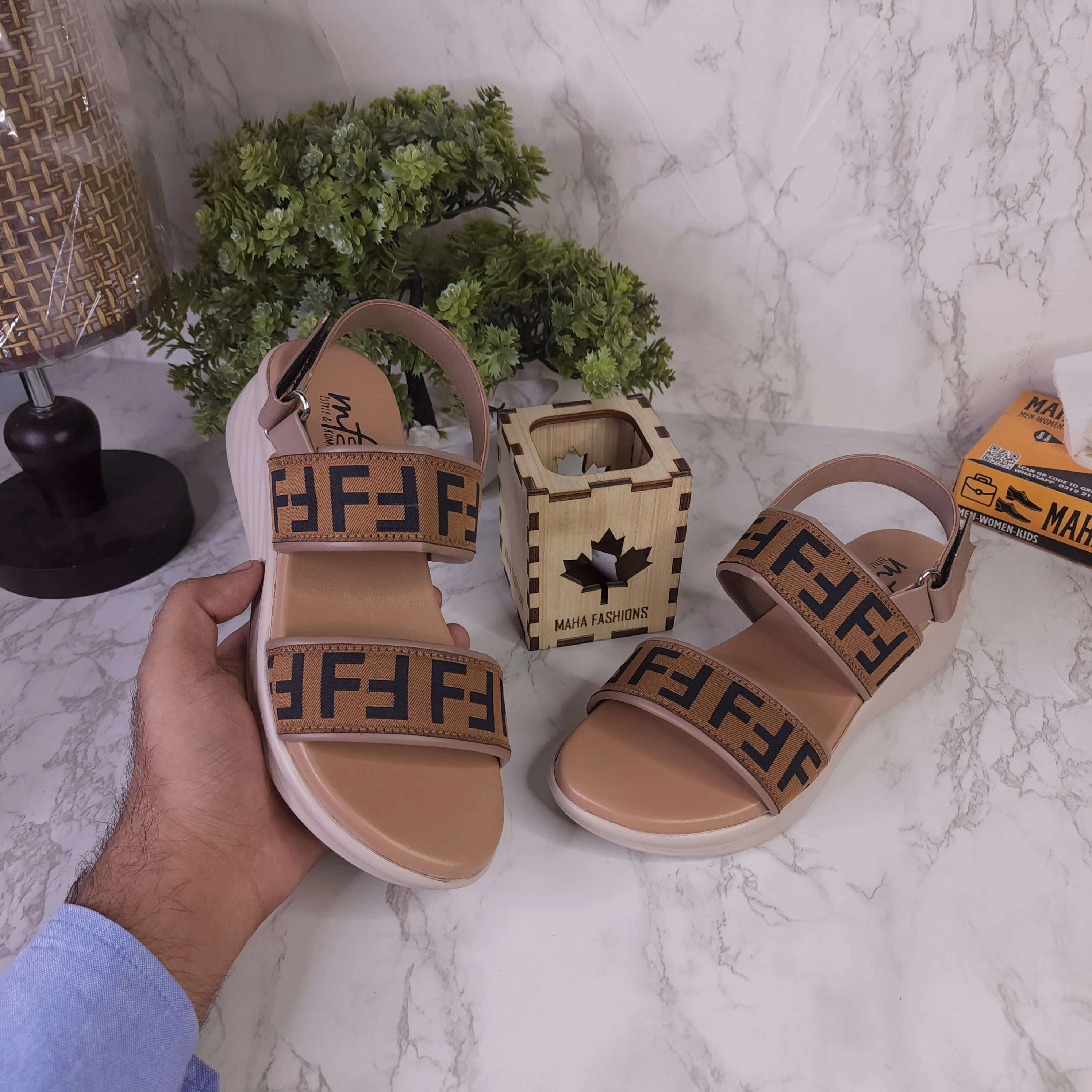 Slide Sandals Heels Camel Sandals in Wedge