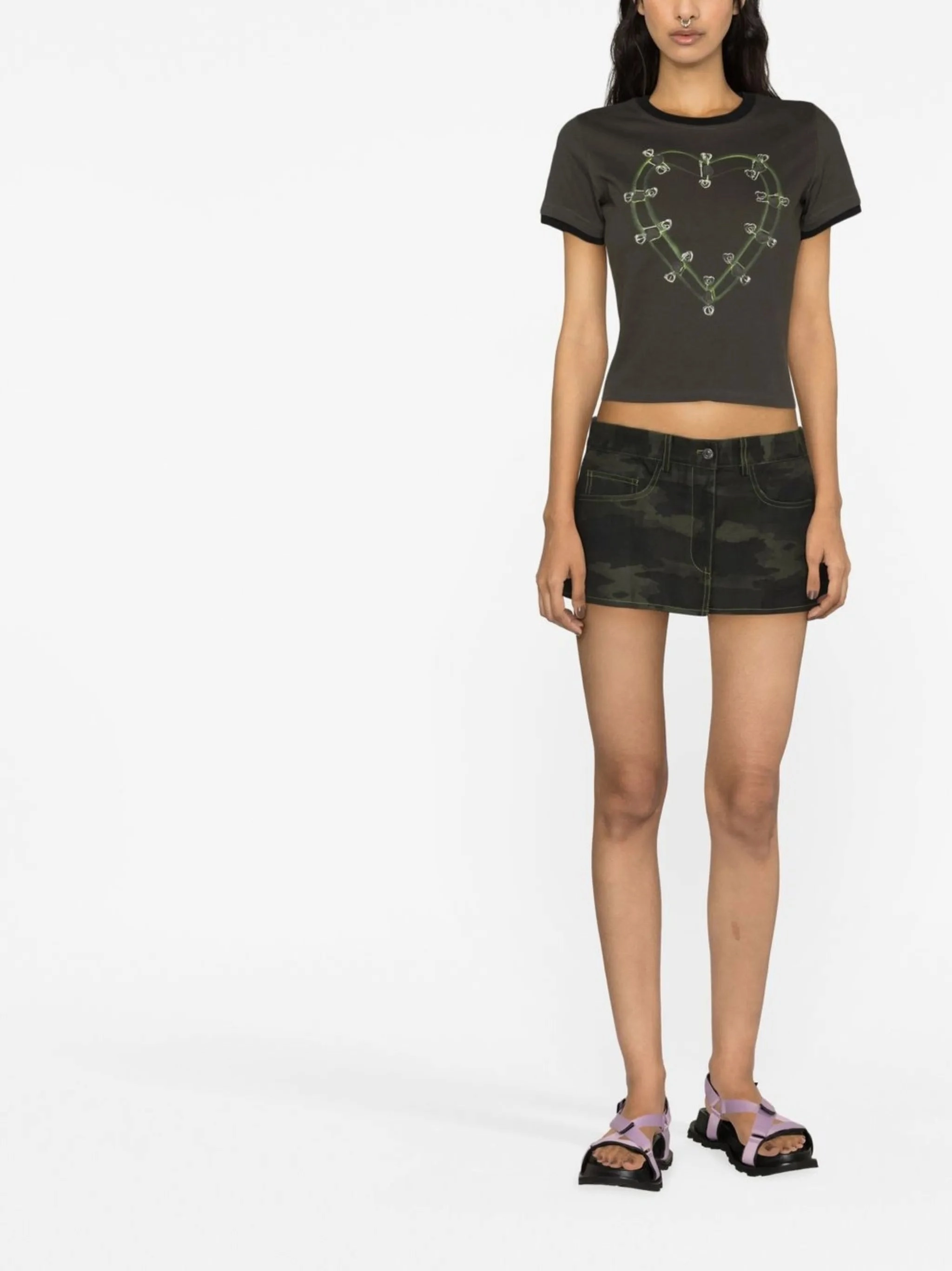 Traditional Jamaican Dress camo frayed mini skirt