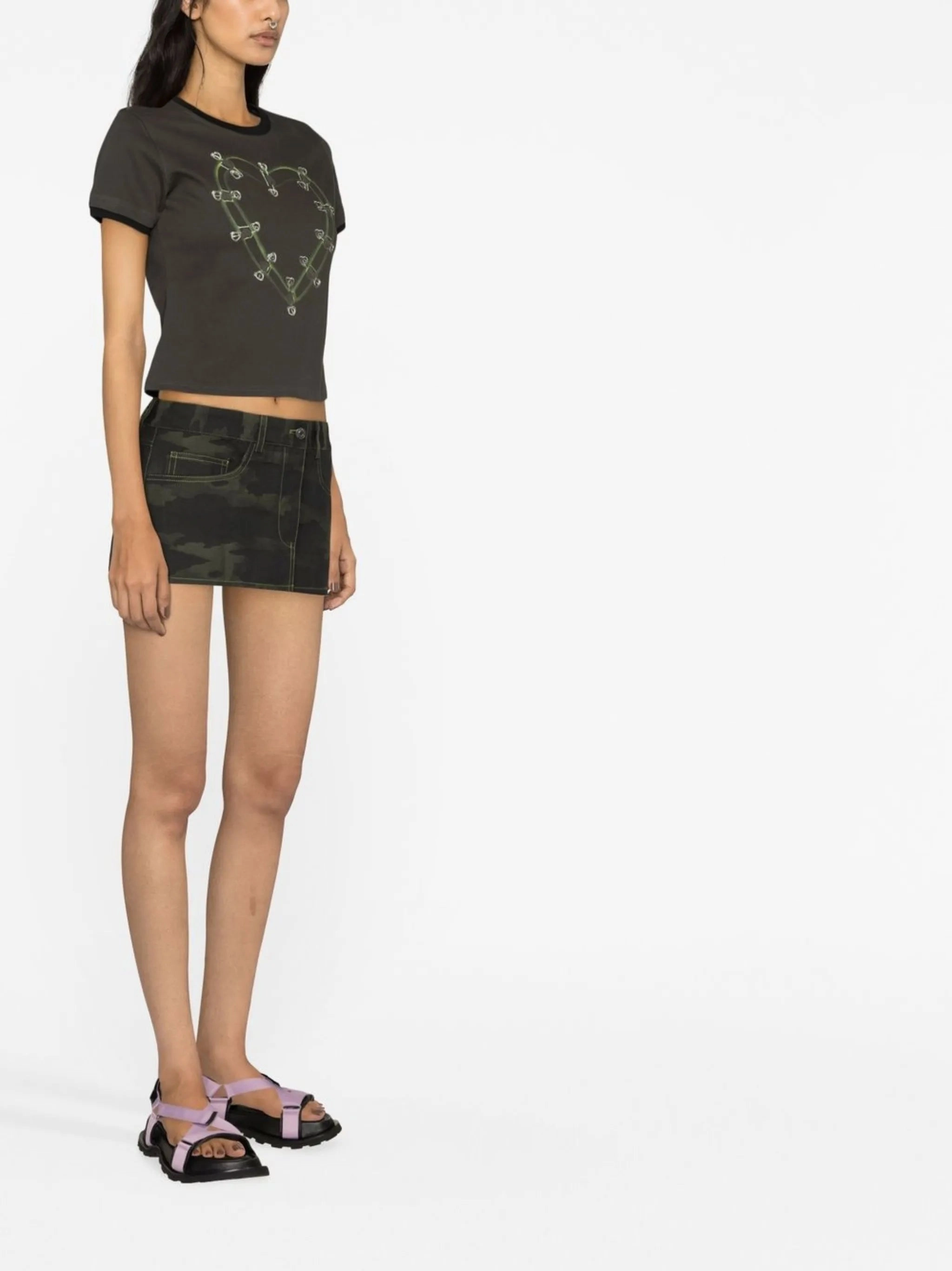 Long Halter Dress camo frayed mini skirt