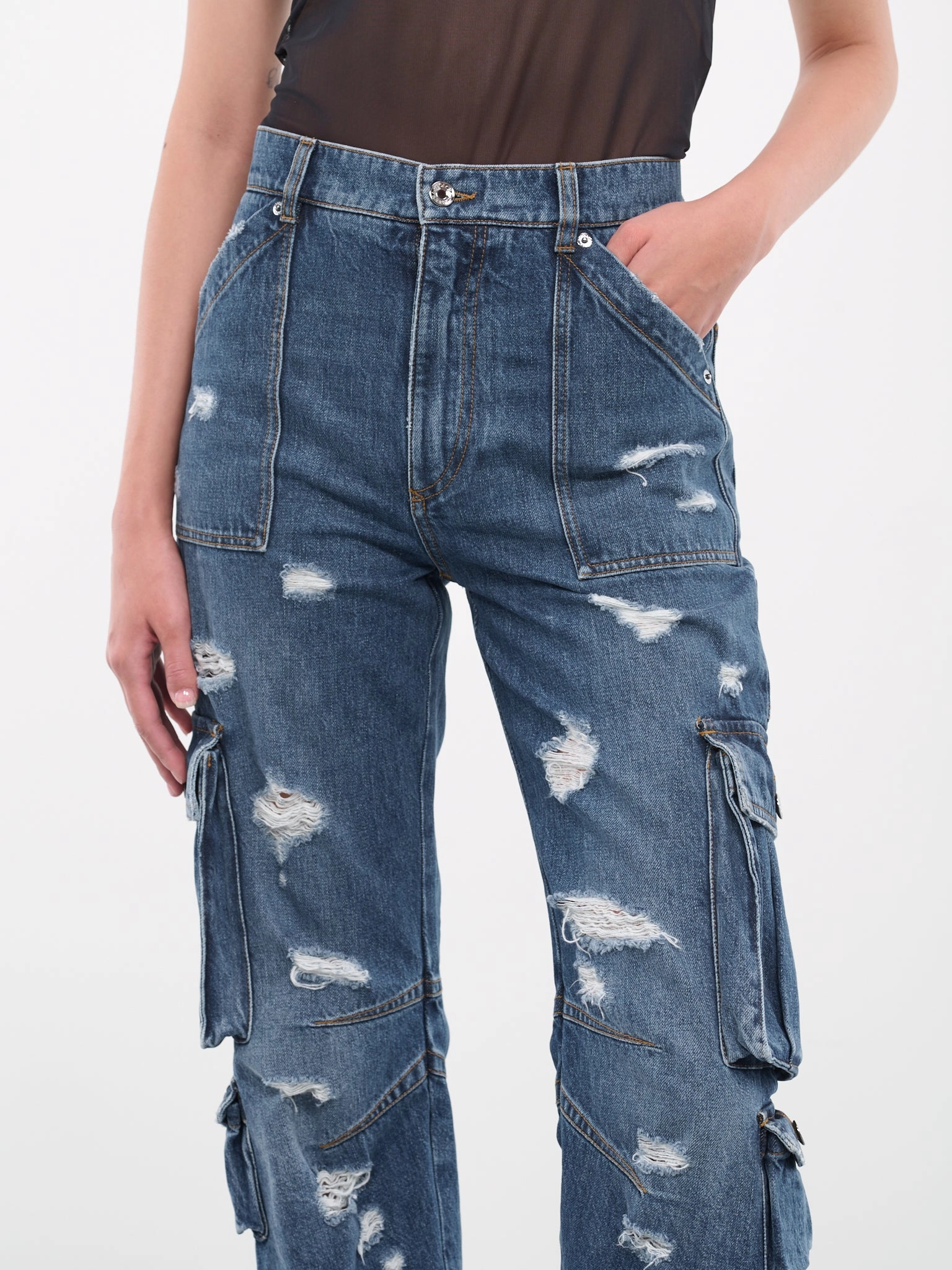 Pantalones Cargo Pants Cargo Denim Trousers (FTCZQD-G8JQ1-S9001-BLUE)