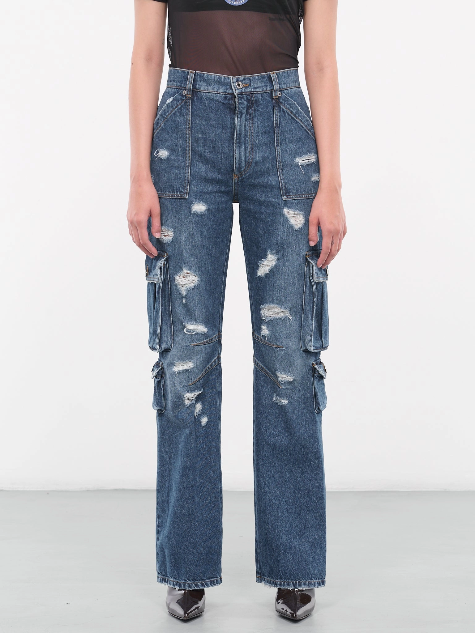 Lightning Cargo Pants Cargo Denim Trousers (FTCZQD-G8JQ1-S9001-BLUE)