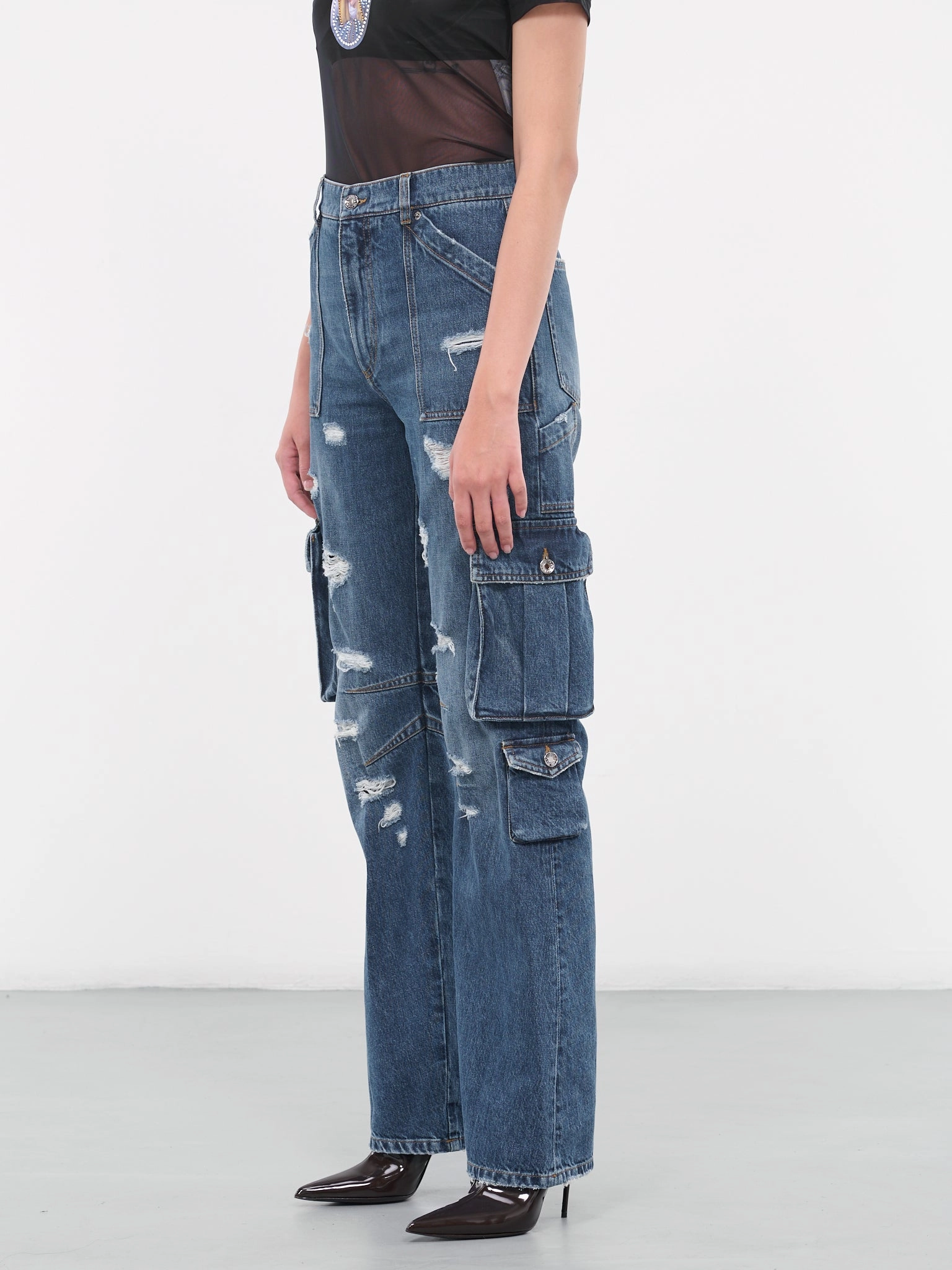 Knit Cargo Pants Cargo Denim Trousers (FTCZQD-G8JQ1-S9001-BLUE)