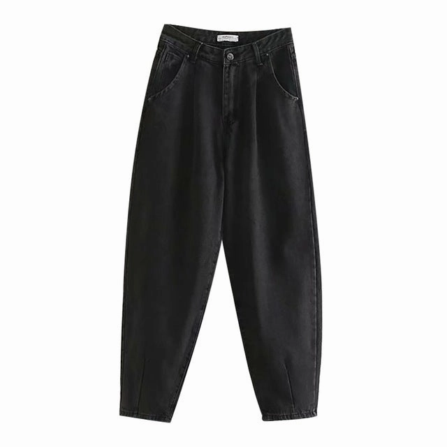 jeans woman Spring Fashion Women Solid Color High Waist Loose Pocket Button Casual Jeans pantalones vaqueros mujer #g4