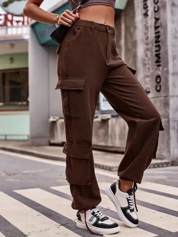 Athleisure Women Cargo Pants - Mid-Rise Drawstring Hem Marc Jacobs Cargo Pants