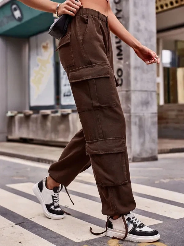 Athleisure Women Cargo Pants - Mid-Rise Drawstring Hem The Bc Clothing Co Cargo Pants