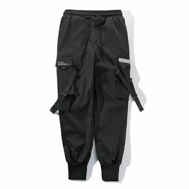 Adjustable Straight Fit Cargo Pants Streetwear Men's Cargo Pants - Mid-Rise Multiple Pockets