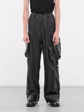 Lamb Leather Cargo Pants (879PAM7-BLACK) Tech Cargo Pants