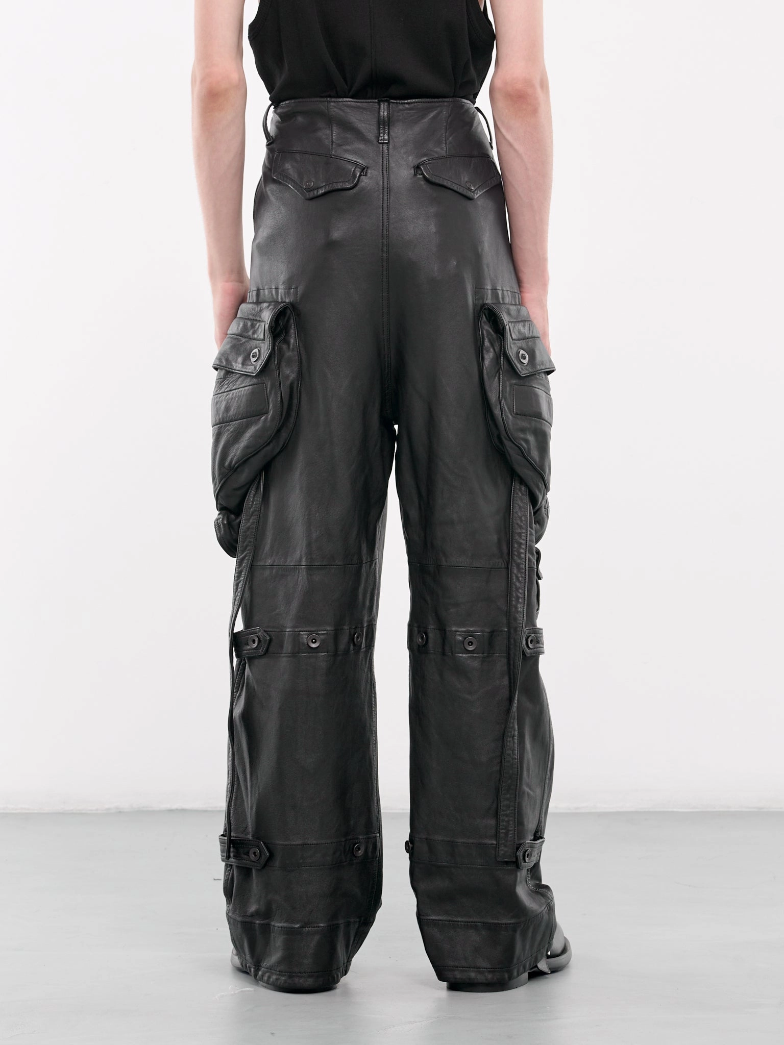 Lamb Leather Cargo Pants (879PAM7-BLACK) 2 Piece Cargo Pants Set