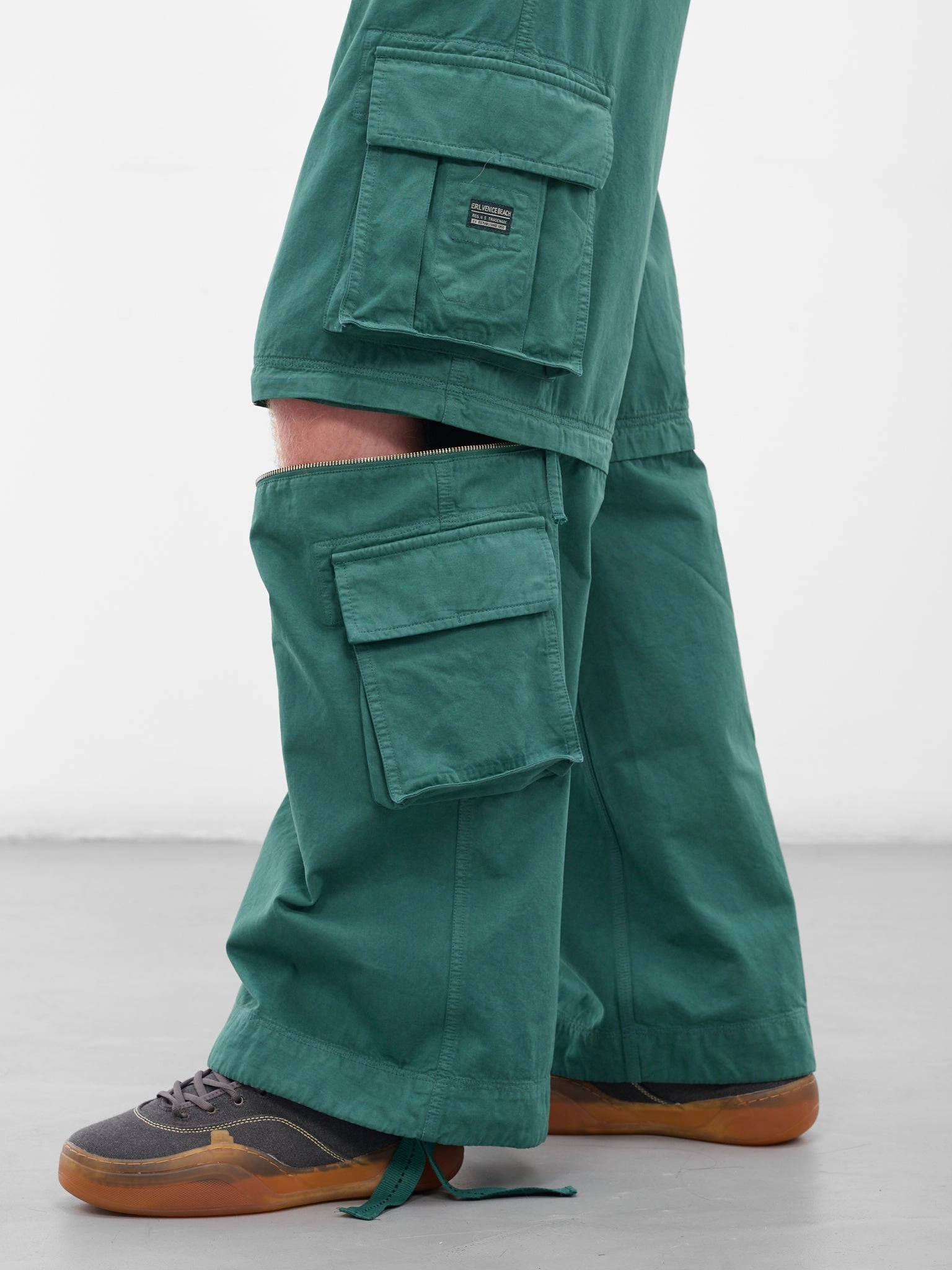 Cargo Pants With Knee Pad Inserts Green Zip Panel Cargo Pants (ERL11P006-GREEN)