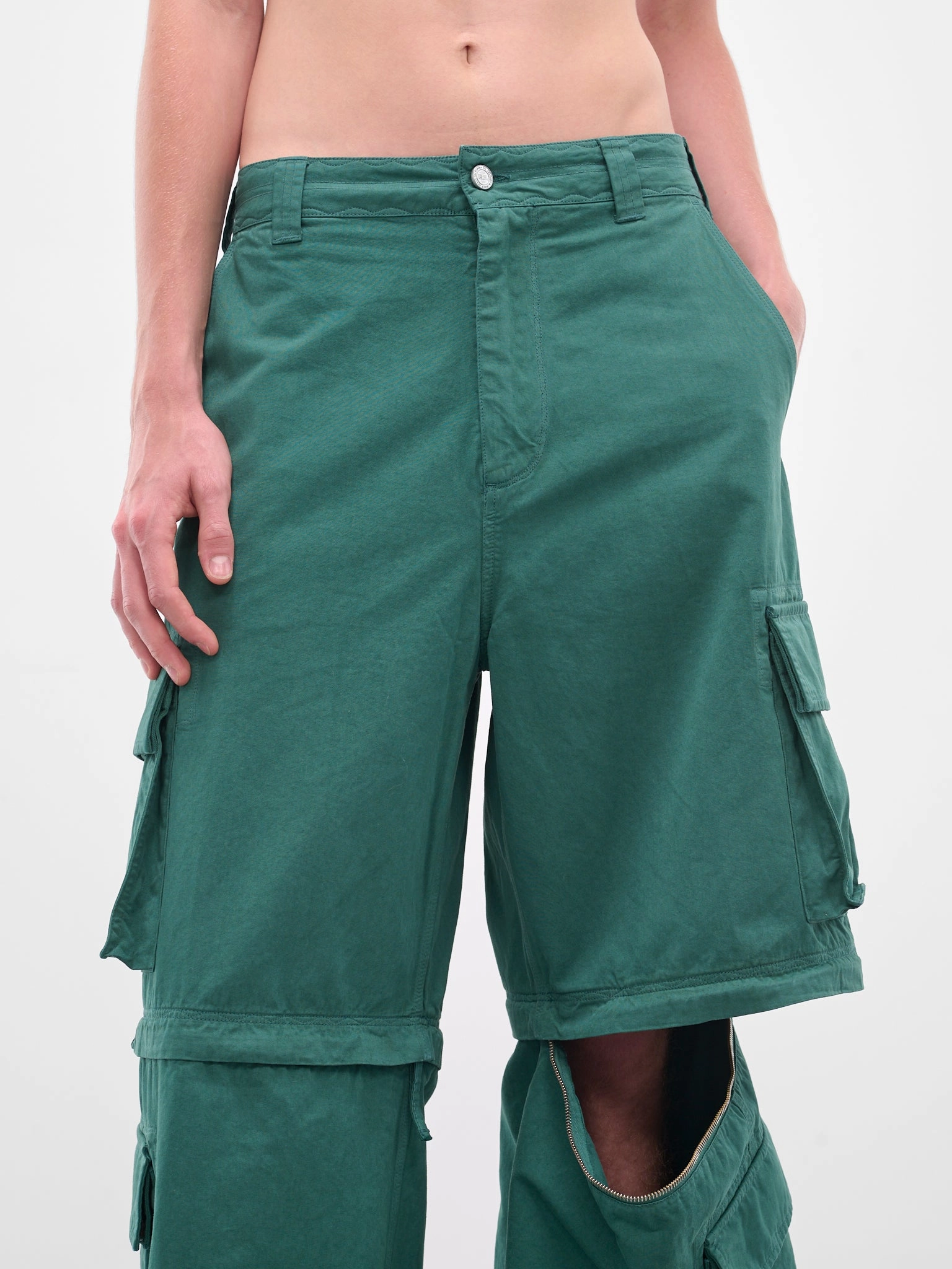 Hm Cargo Pants Drawstring Green Zip Panel Cargo Pants (ERL11P006-GREEN)