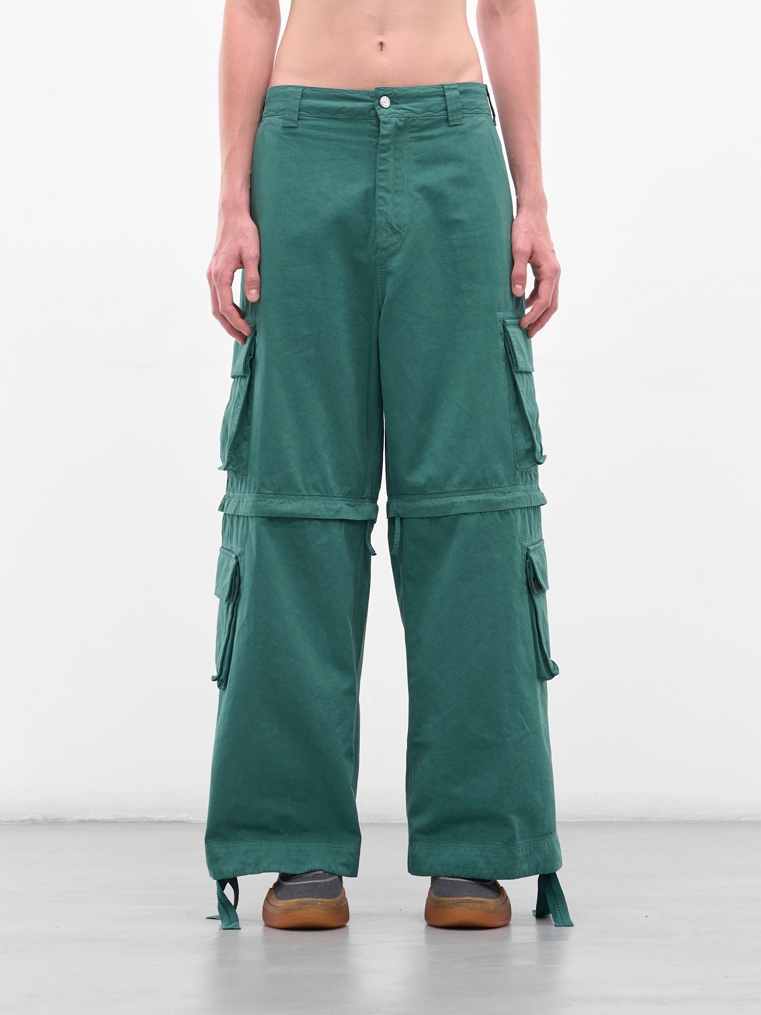 Dressy Cargo Pants Outfit Green Zip Panel Cargo Pants (ERL11P006-GREEN)