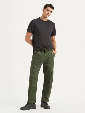 Men's Olive Tapered Fit Cargo Trousers Kappa Cargo Pants