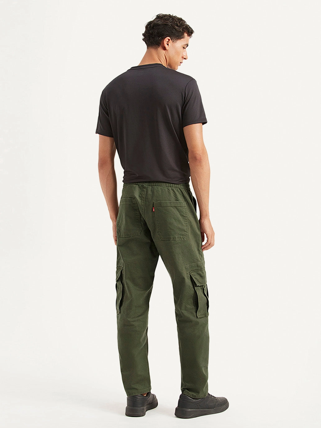 Patch Pocket Cargo Pants Men's Olive Tapered Fit Cargo Trousers