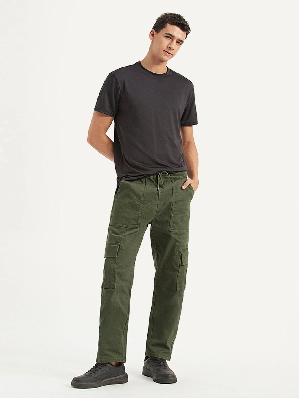 Flannel And Cargo Pants Men's Olive Tapered Fit Cargo Trousers