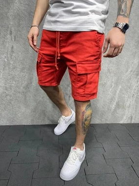 Cargo Pants Army Utilitarian Casual Men Cargo Shorts - Mid-Rise Drawstring