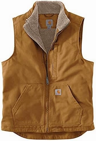 Owned Sweatshirts Carhartt Men's 104277 Washed Duck Mock Neck Vest - Sherpa Lined