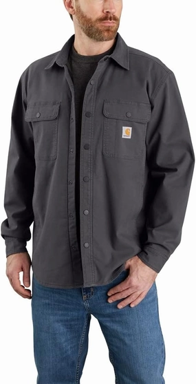 Carhartt Men's Rugged Flex Relaxed Fit Canvas Fleece Lined Shirt Jac Trench Coats Long