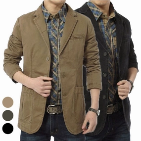 Jackets With Pockets Blazer Men Spring Autumn Casual Cotton Denim Jackets