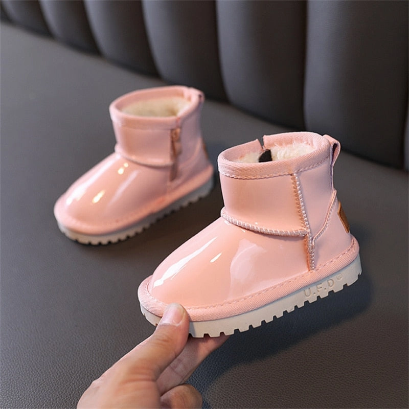 MOF Kids new winter boots silicon candy colors waterproof non-slip warm plush girls snow boots Barefoot Snow Boots