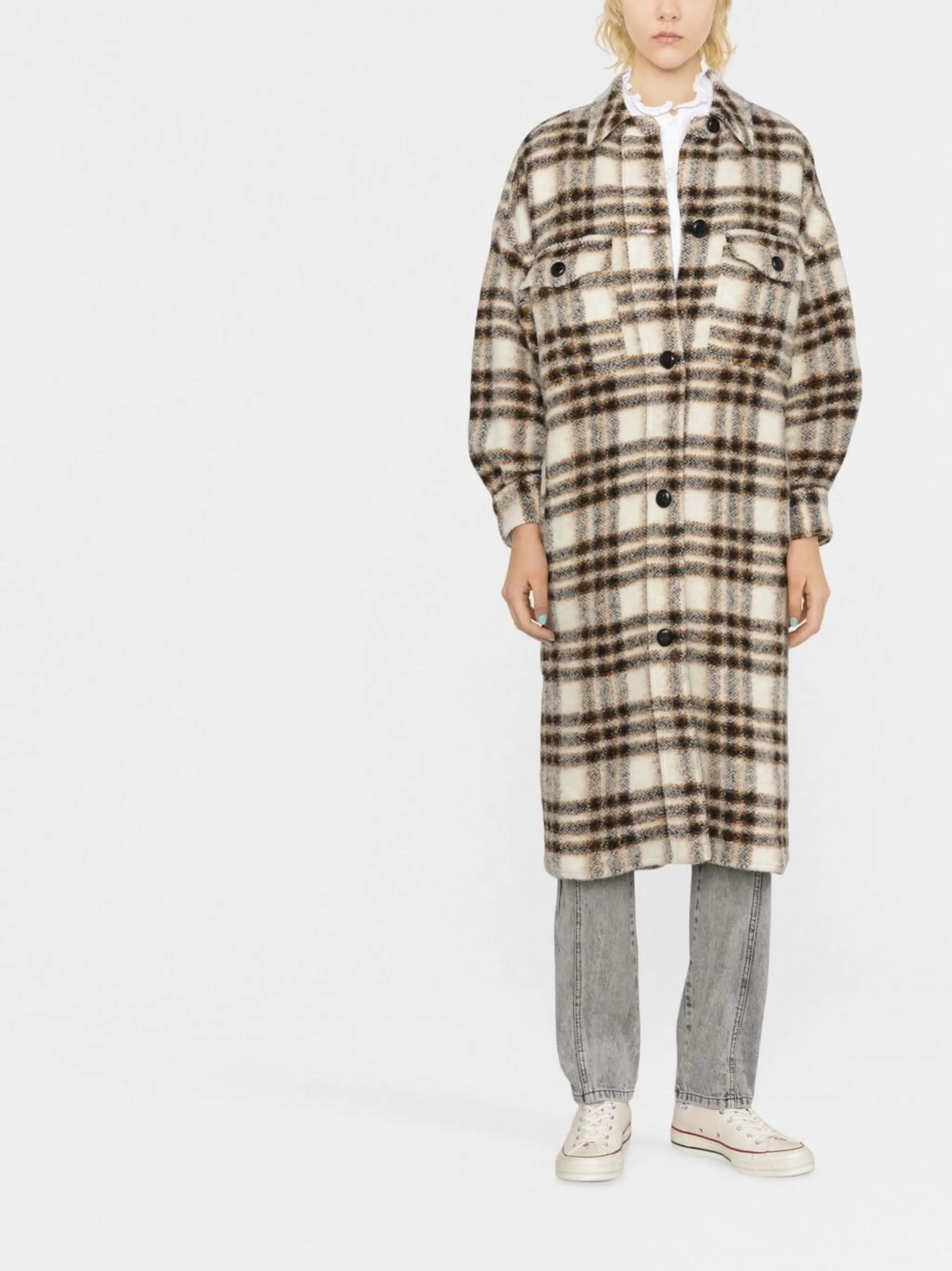 check-pattern single-breasted coat Winter Coats Sales