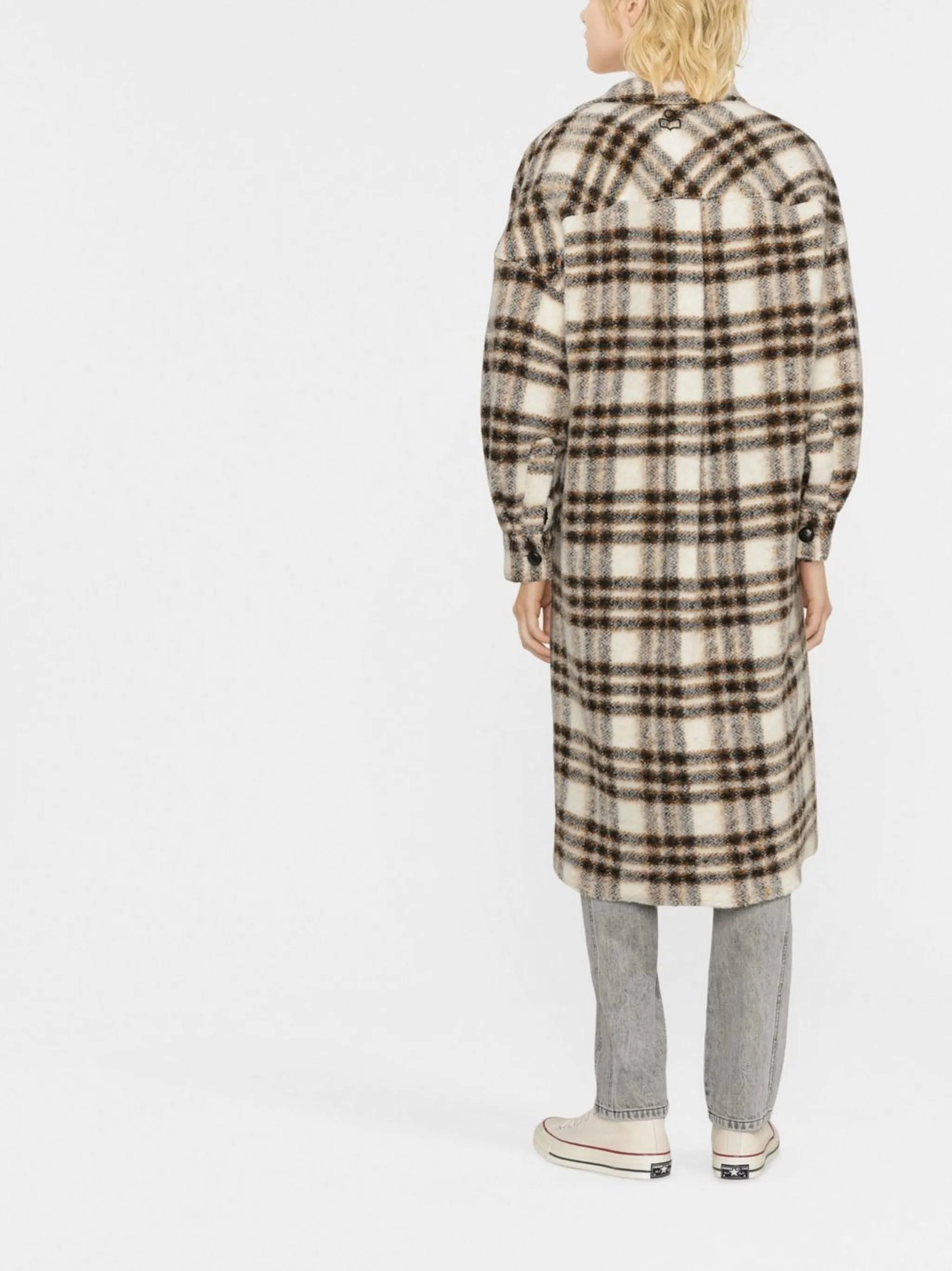 check-pattern single-breasted coat Misty Harbor Coats Website