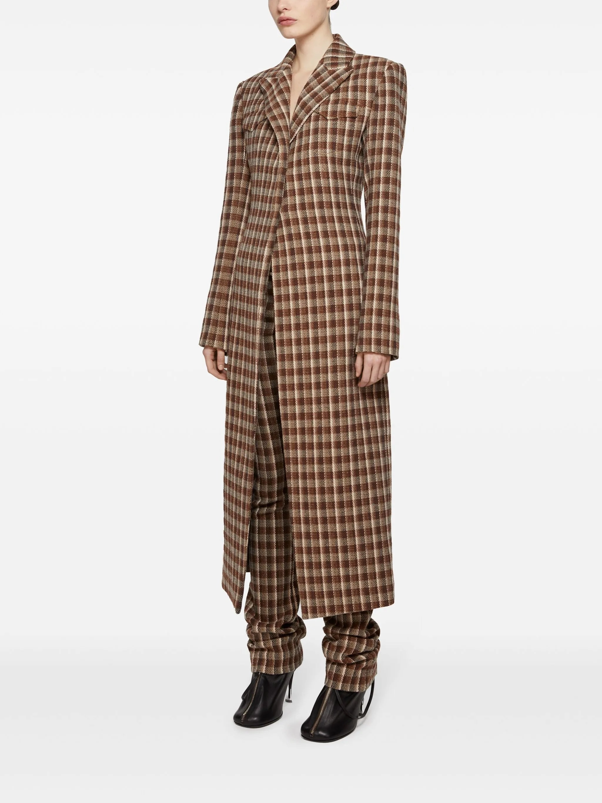 Lands Coats With Hood check-print coat